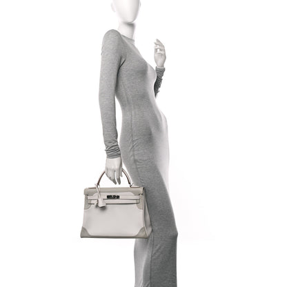 Hermes Swift Ghillies Kelly Retourne 32 White Gris Perle 2 of 14