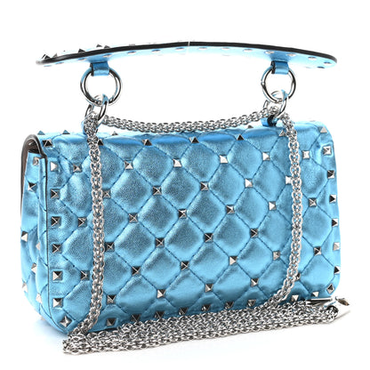 Valentino Garavani Metallic Nappa Small Rockstud Spike Shoulder Bag Cerulean 2 of 6