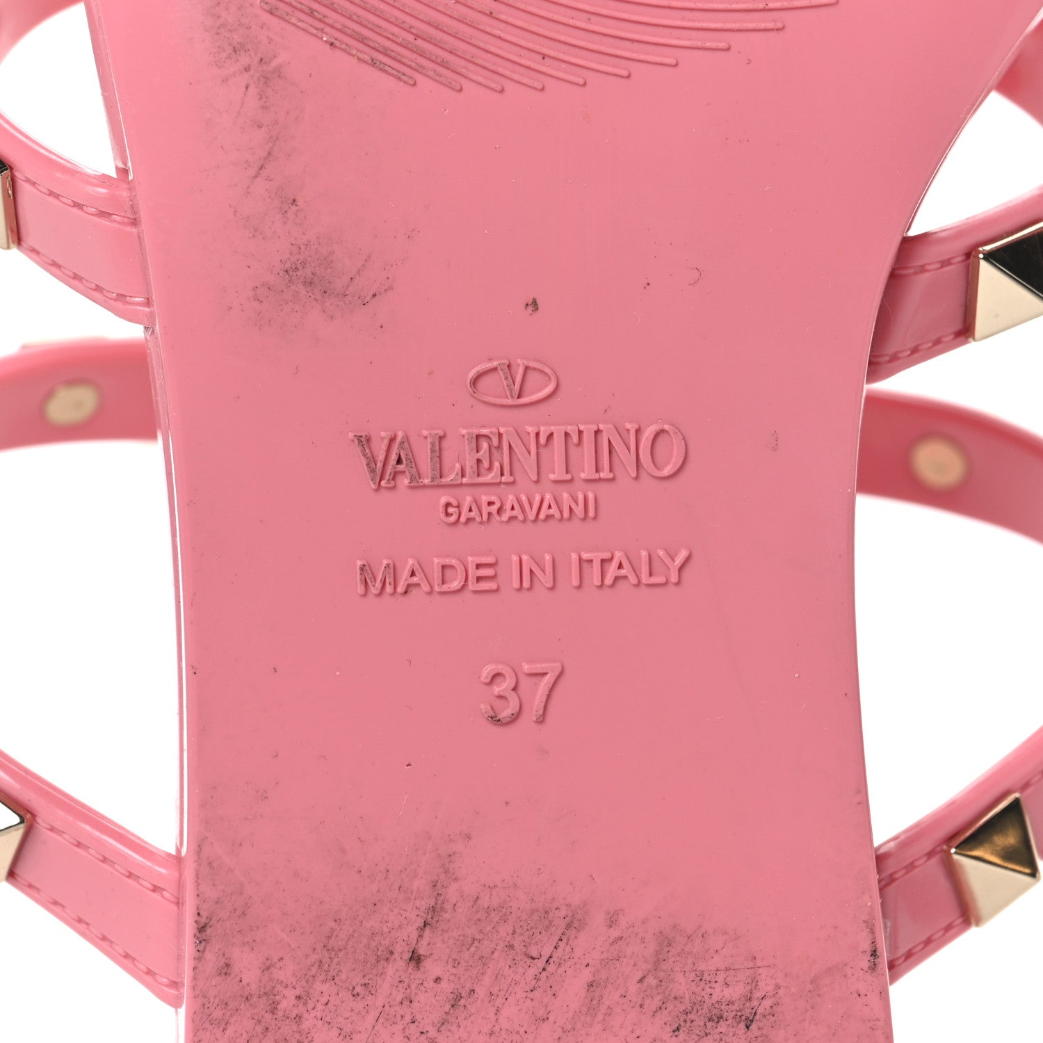 Valentino Garavani PVC Jelly Rockstud Caged Flat Thong Sandals 37 Dawn Pink 7 of 8