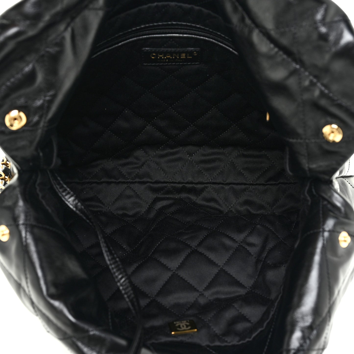 Shiny Calfskin Quilted Small Chanel 22 Black