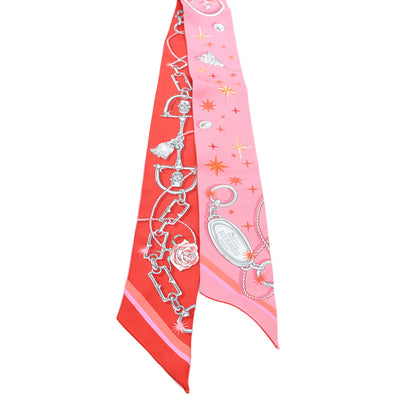 Hermes Silk C'est la Fete Twilly Rose Bonbon Orange 2 of 4