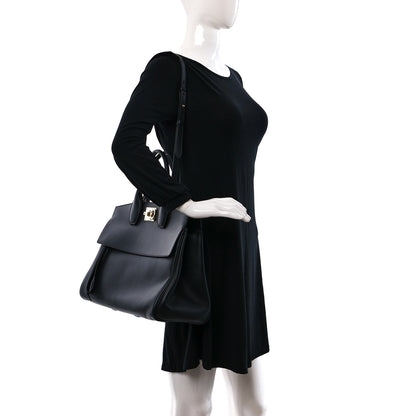 Salvatore Ferragamo Calfskin Large Studio Bag Black 2 of 8