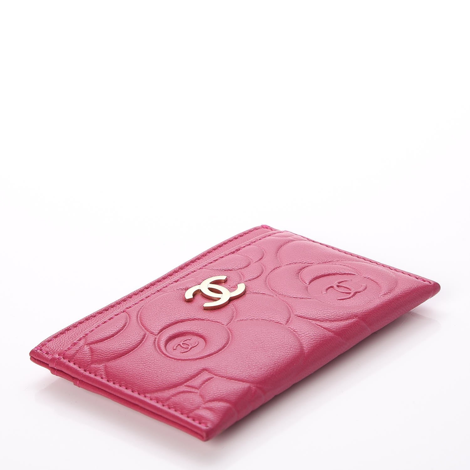 Chanel Lambskin Camellia Embossed Card Holder Fuchsia 4 of 9