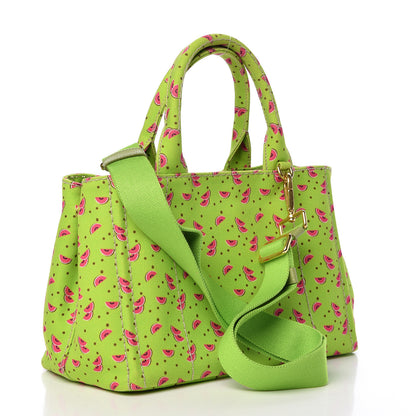 Prada Canapa Watermelon Print Small Logo Tote Erba 4 of 14