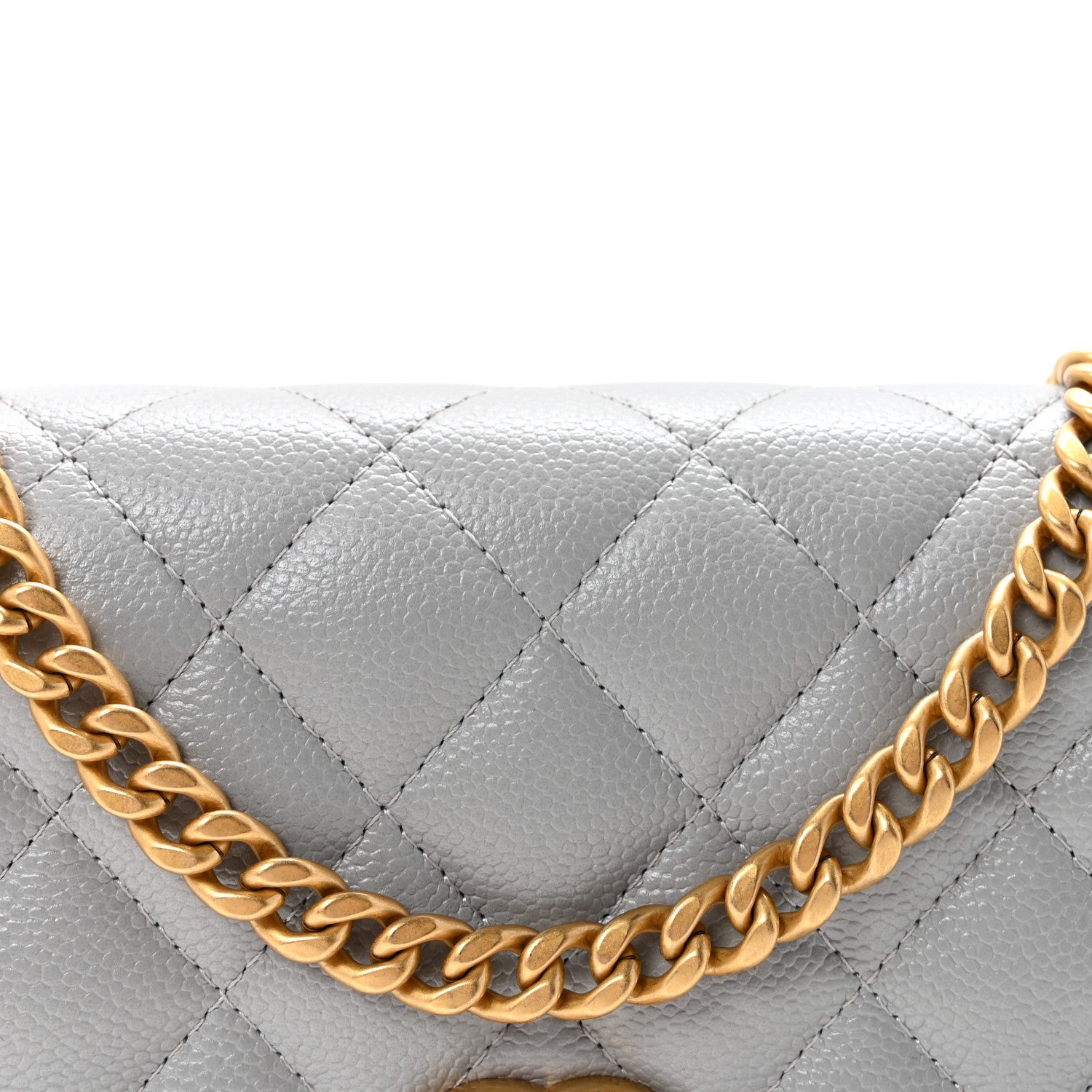 Chanel Caviar Quilted Sweetheart Wallet On Chain WOC Grey 9 of 12