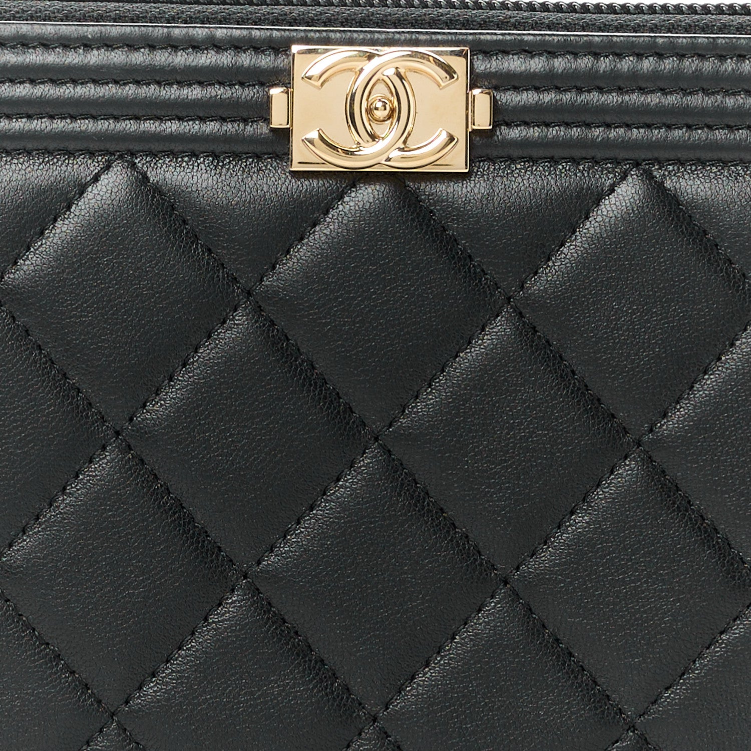 Chanel Lambskin Quilted Boy Zip Around Organizer Wallet Black 9 of 11