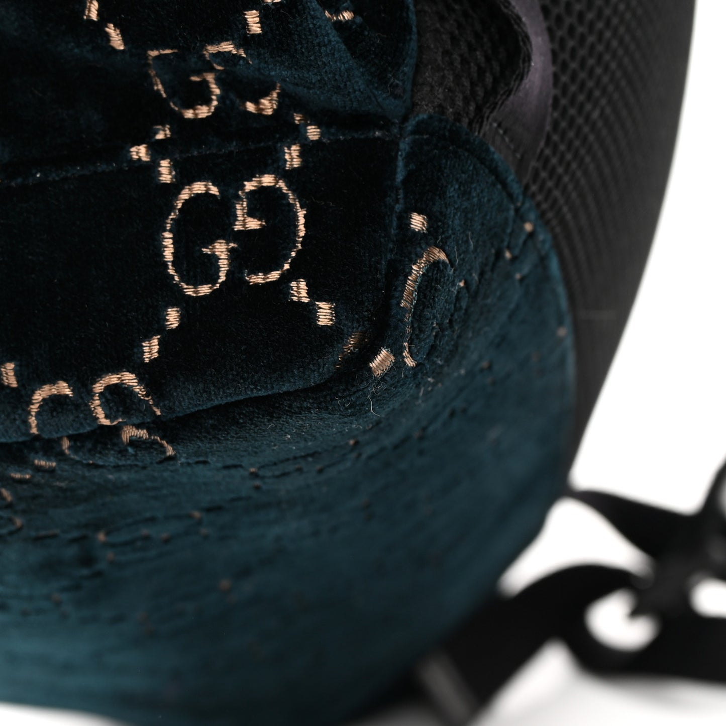 Velvet GG Monogram Web Medium Double Buckle Backpack Blue Beige Black