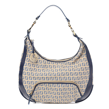 Fendi Zucchino Vitello Chef Hobo Beige Azzurro Blue 1 of 8