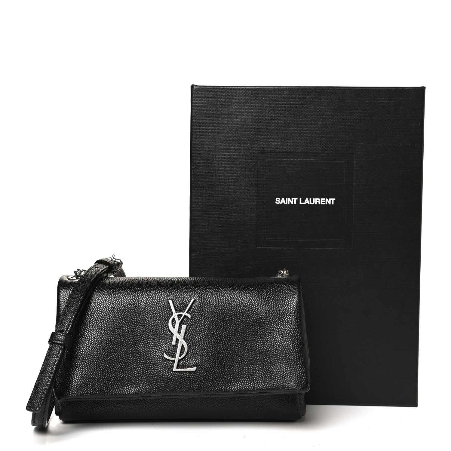 Saint Laurent Grain De Poudre Monogram Toy West Hollywood Fold-Over Bag Black 13 of 13