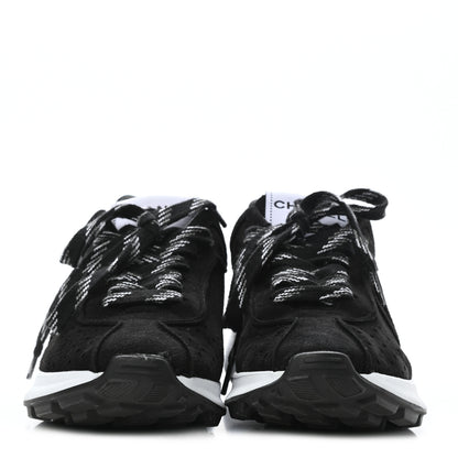 Chanel Suede Goatskin CC Sneakers 37.5 Black 2 of 8
