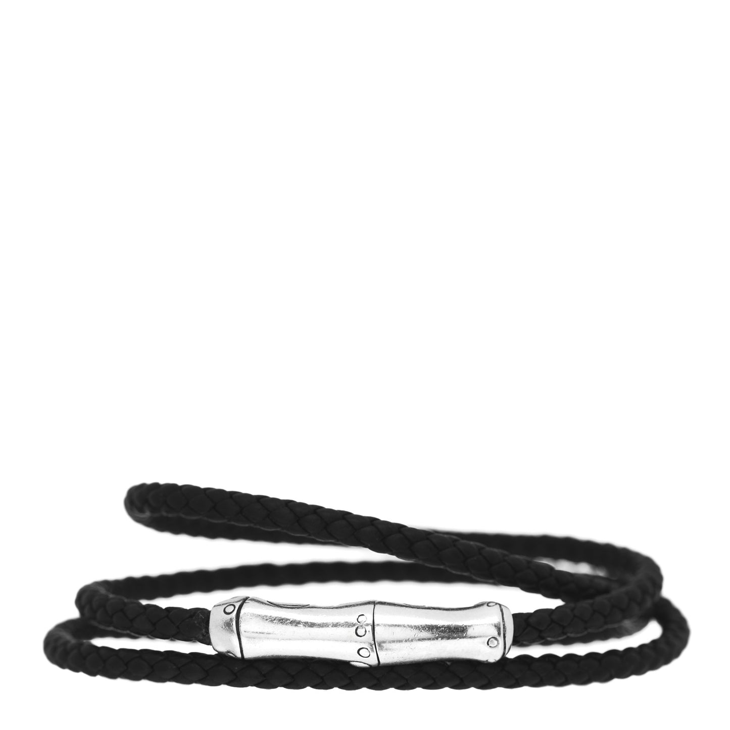 Sterling Silver Calfskin Bamboo Triple Wrap Bracelet