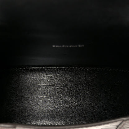 Balenciaga Metallic Shiny Calfskin Crocodile Embossed Hourglass Top Handle Bag XS Dark Bronze 5 of 11