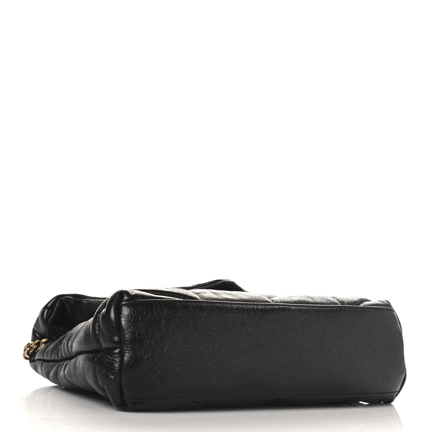 Saint Laurent Crinkled Calfskin Quilted Toy Loulou Puffer Monogram Chain Satchel Black 4 of 11