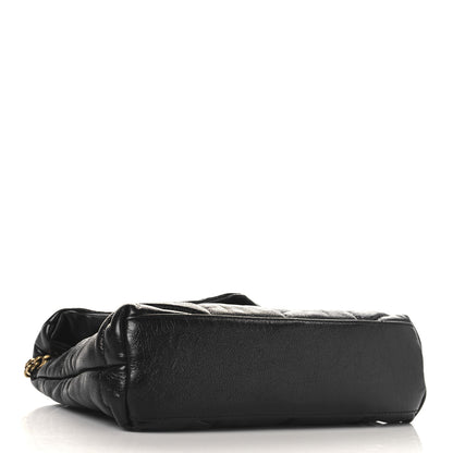 Saint Laurent Crinkled Calfskin Quilted Toy Loulou Puffer Monogram Chain Satchel Black 4 of 11