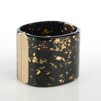 Chanel Resin CC Wide Cuff Black Gold 3 of 6