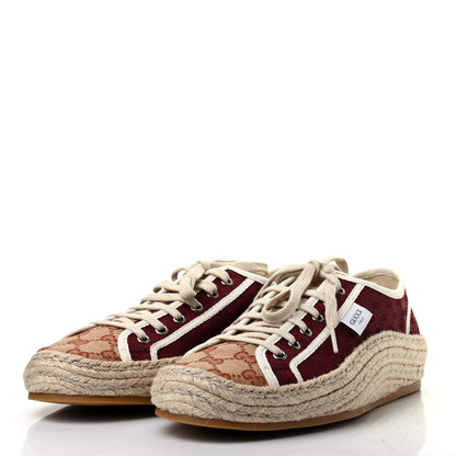 Gucci Jacquard Mini GG Monogram Mens Espadrille Sneakers 9 Burgundy Brick Red 3 of 11