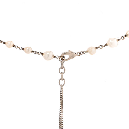 Chanel Gripoix Crystal Pearl Medallion Necklace Multicolor Gold 4 of 6