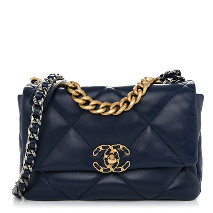 Chanel Lambskin Quilted Medium Chanel 19 Flap Navy Blue 1 of 11