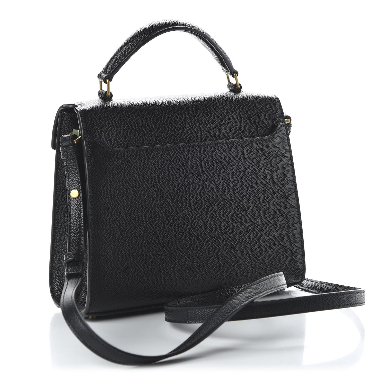 Saint Laurent Grain de Poudre Mini Classic Monogram Cassandra Top Handle Black Rouge Legion 3 of 9