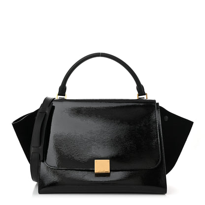 Celine Patent Suede Medium Trapeze Black 1 of 9