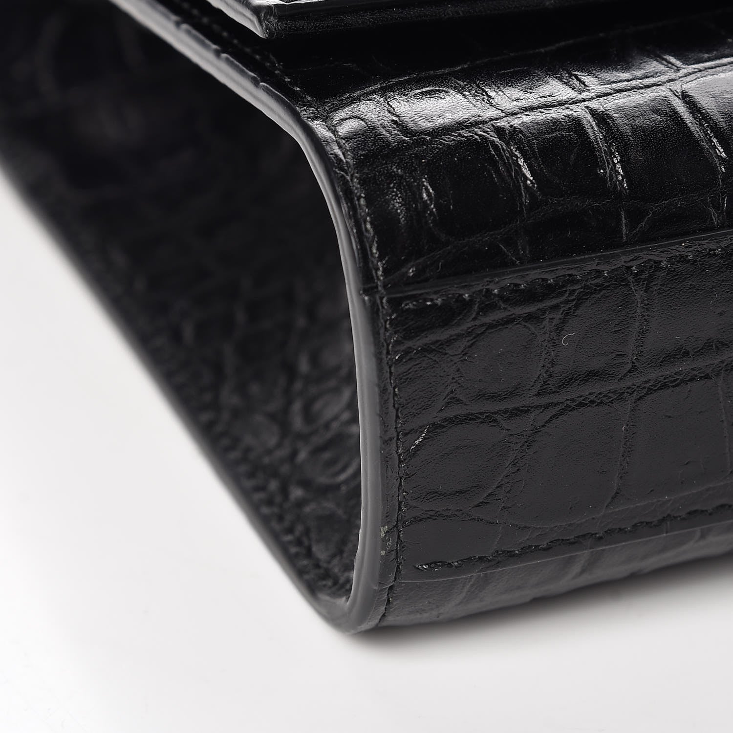 Saint Laurent Calfskin Crocodile Embossed Medium Classic Monogram Kate Tassel Satchel Black 11 of 13