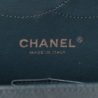 Chanel Caviar Chevron Quilted Jumbo Double Flap Blue 6 of 9