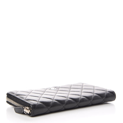 Chanel Lambskin Quilted Large Gusset Zip Around Wallet Black 4 of 9