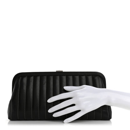 Chanel Lambskin Vertical Quilted Mademoiselle Clutch Black 2 of 10