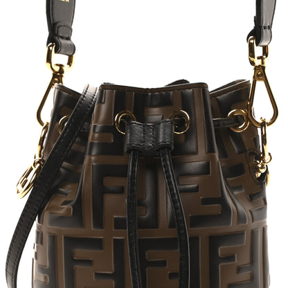 Fendi Vitello Liberty F is Fendi Bi-Color FF 1974 Embossed Mini Mon Tresor Bucket Bag Maya Black 8 of 10
