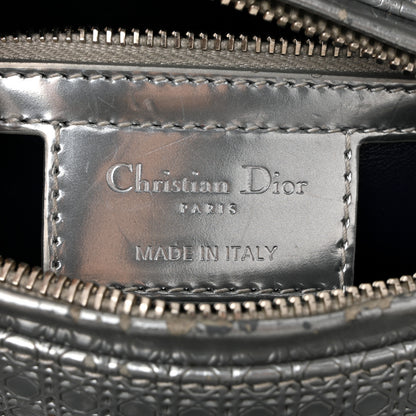 Christian Dior Metallic Patent Micro-Cannage Gradient Medium Lady Dior Silver Blue 6 of 13