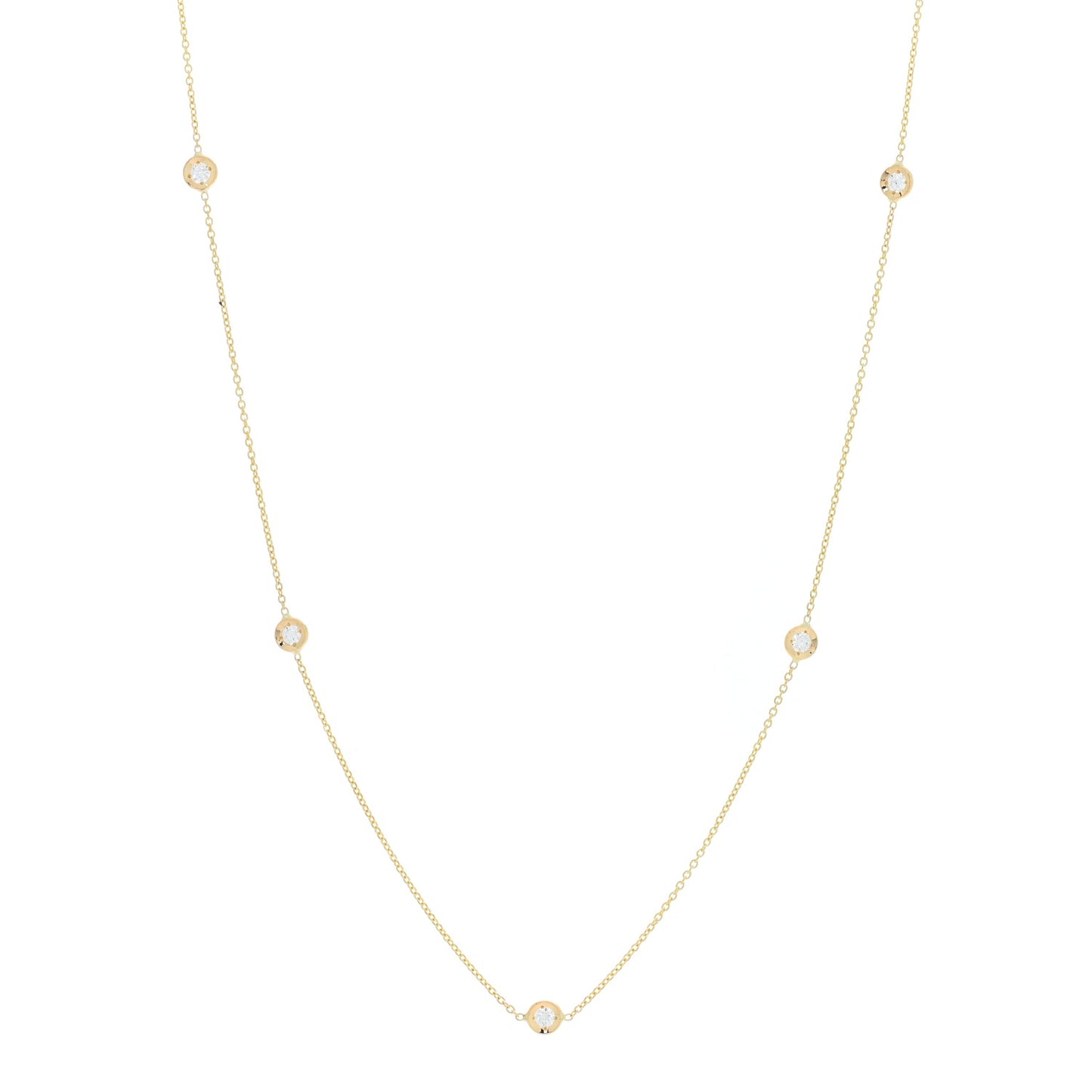 18K Yellow Gold Diamond .25ct Diamonds By The Inch Five Station Necklace