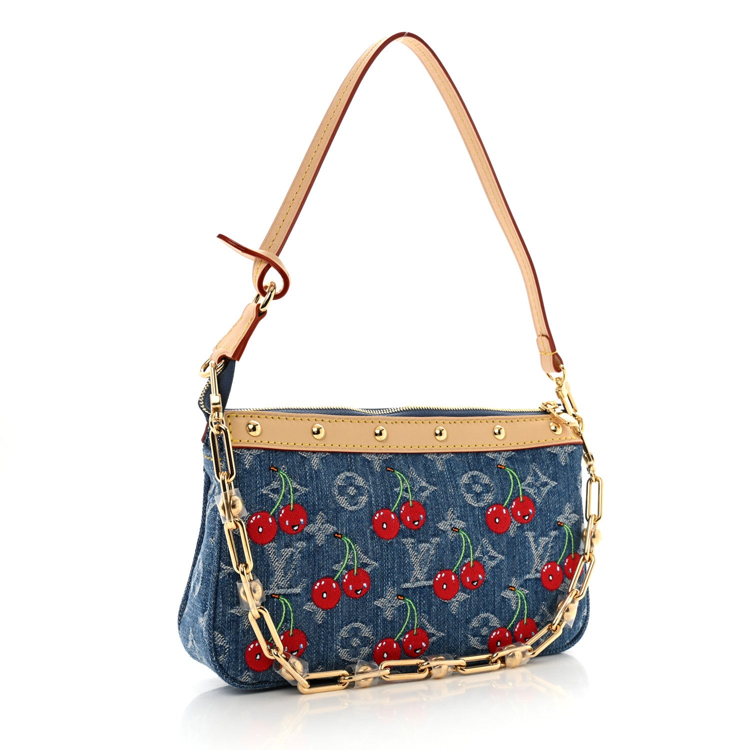Louis Vuitton LV X TM Monogram Denim Cerises Pochette Accessories Blue 3 of 10
