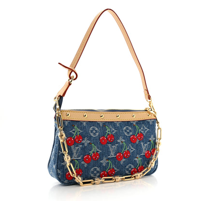 Louis Vuitton LV X TM Monogram Denim Cerises Pochette Accessories Blue 3 of 10