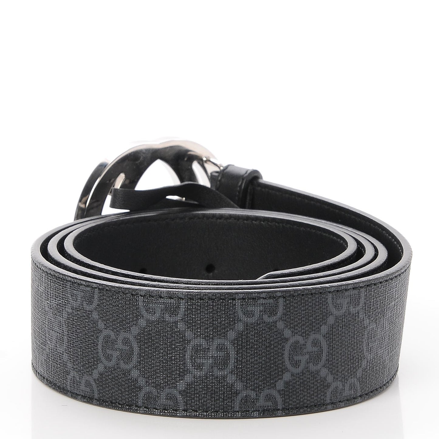 GG Supreme Monogram Selleria Calfskin Interlocking G 40mm Belt 115 46 Black Grey