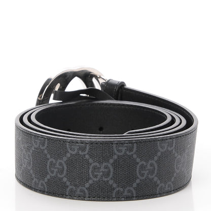 Gucci GG Supreme Monogram Selleria Calfskin Interlocking G 40mm Belt 115 46 Black Grey 3 of 6