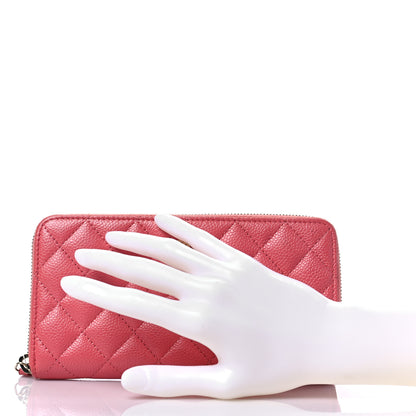 Chanel Caviar Quilted Large Gusset Zip Around Wallet Pink 2 of 9