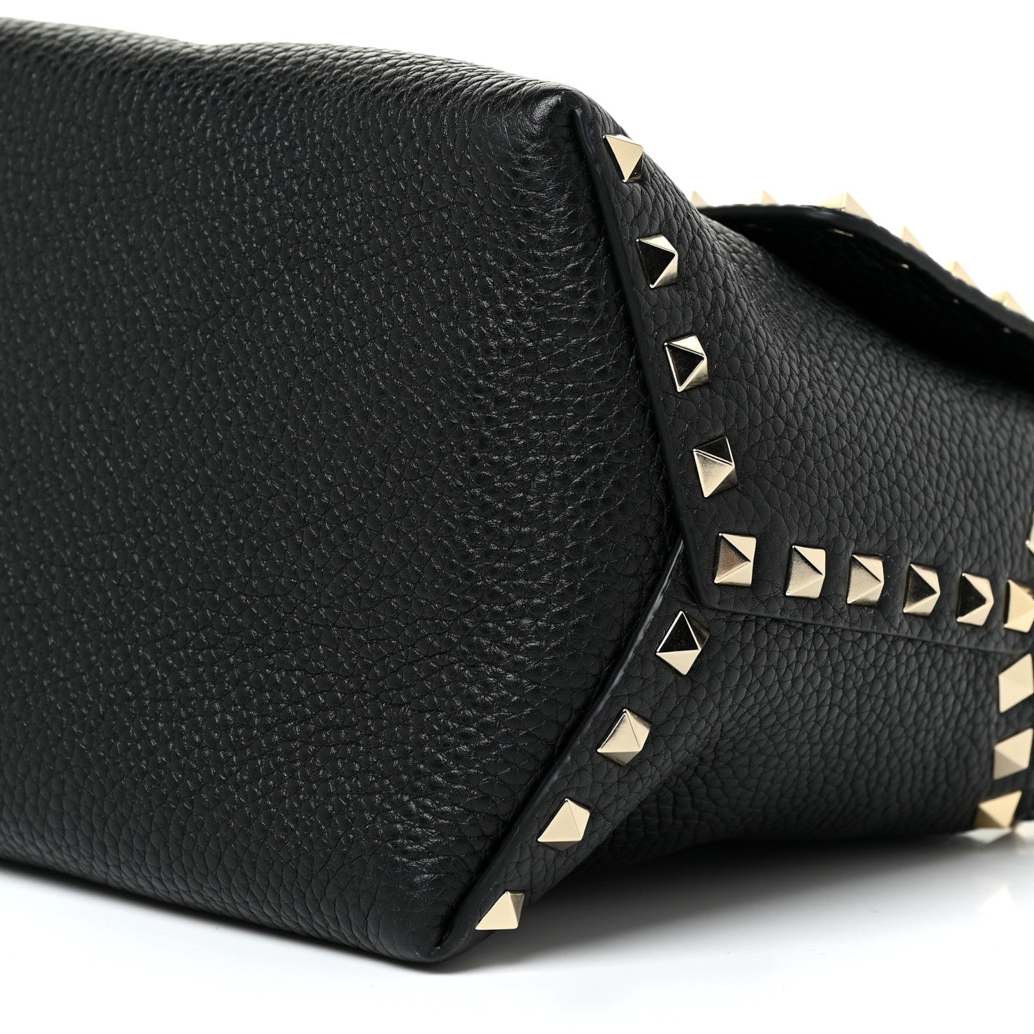 Valentino Garavani Pebbled Calfskin Rockstud Single Handle Flap Bag Black 9 of 12