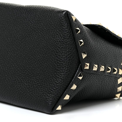 Valentino Garavani Pebbled Calfskin Rockstud Single Handle Flap Bag Black 9 of 12