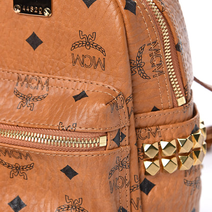 MCM Visetos Side Stud X-Mini Stark Bebe Boo Backpack Cognac 12 of 12