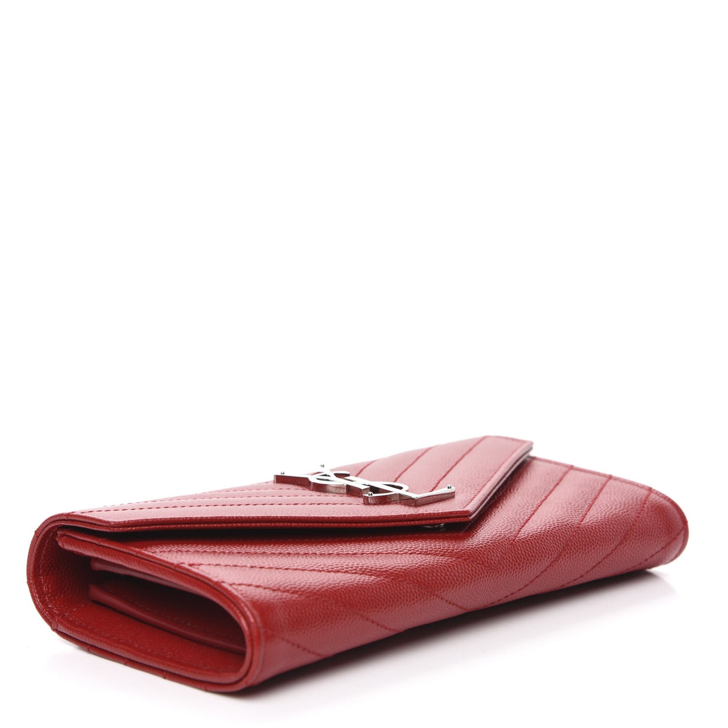 Grain De Poudre Matelasse Chevron Monogram Flap Wallet Rouge Eros
