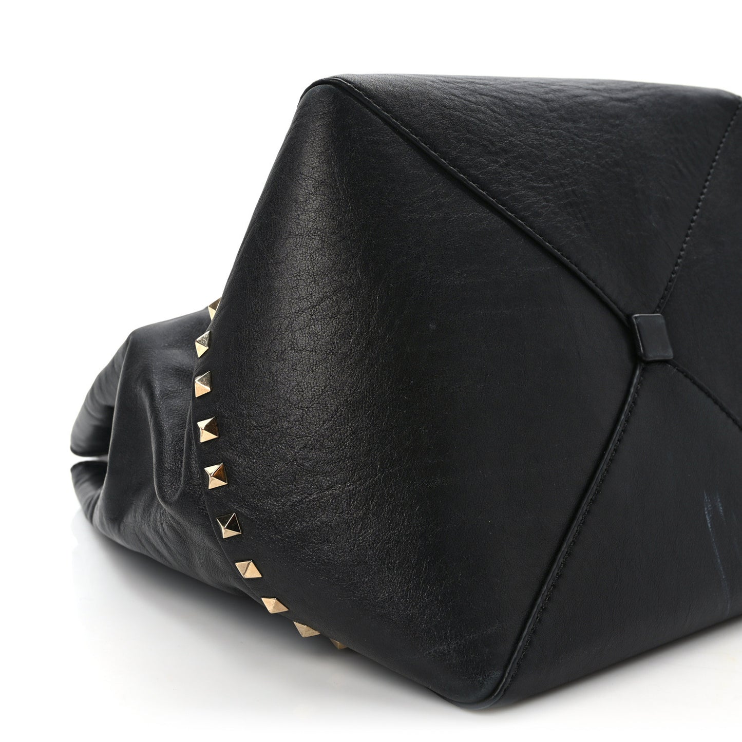 Calfskin Rockstud New Dome Bucket Tote Black