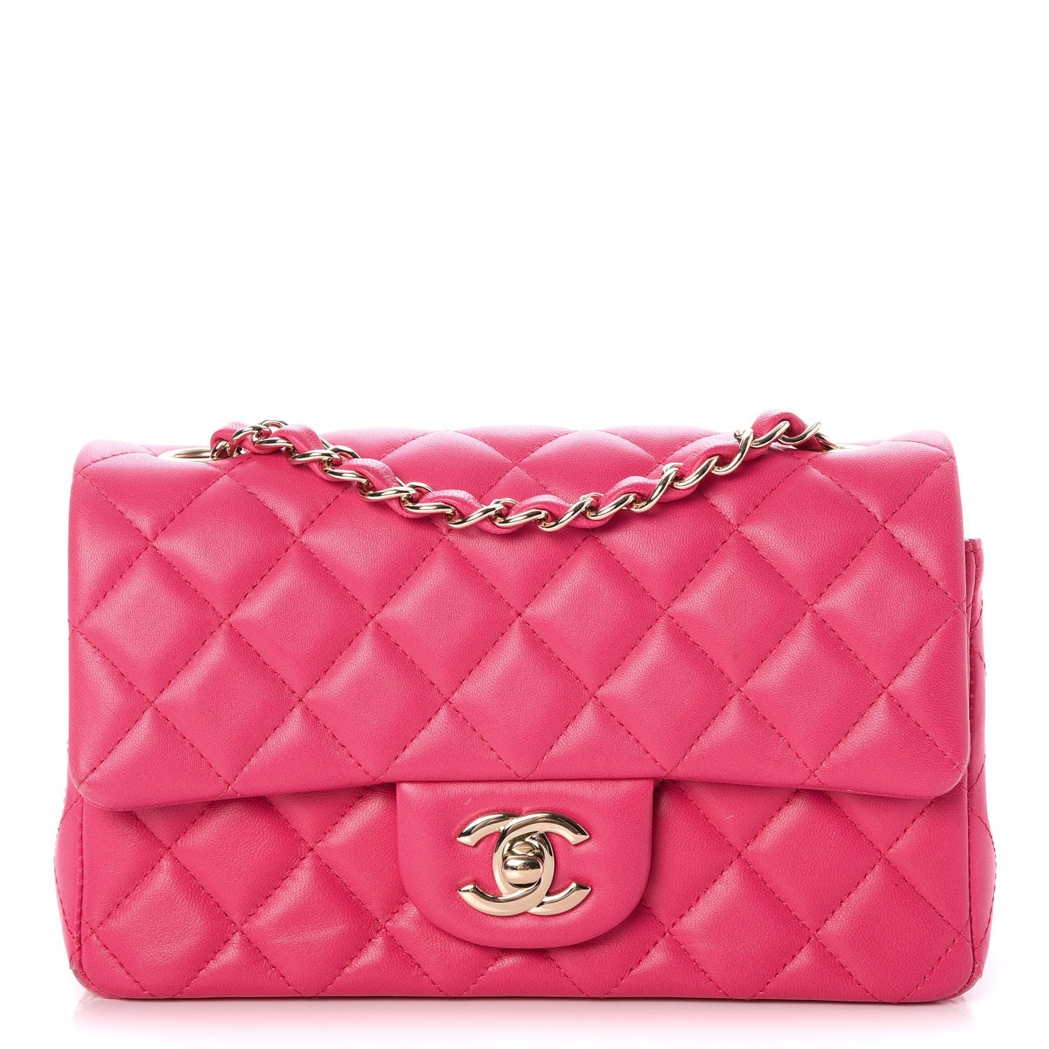 Chanel Lambskin Quilted Mini Rectangular Flap Fuchsia 1 of 12