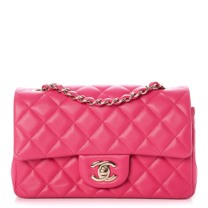 Chanel Lambskin Quilted Mini Rectangular Flap Fuchsia 1 of 12