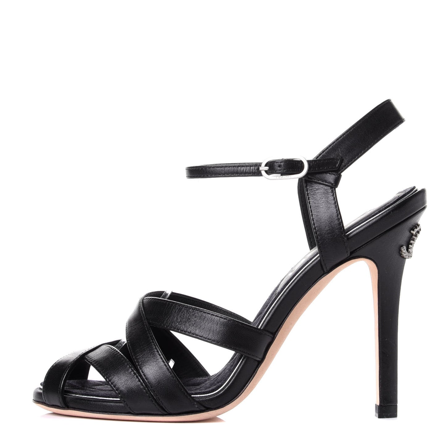 Lambskin CC Moonlight Strappy Sandals 36 Black