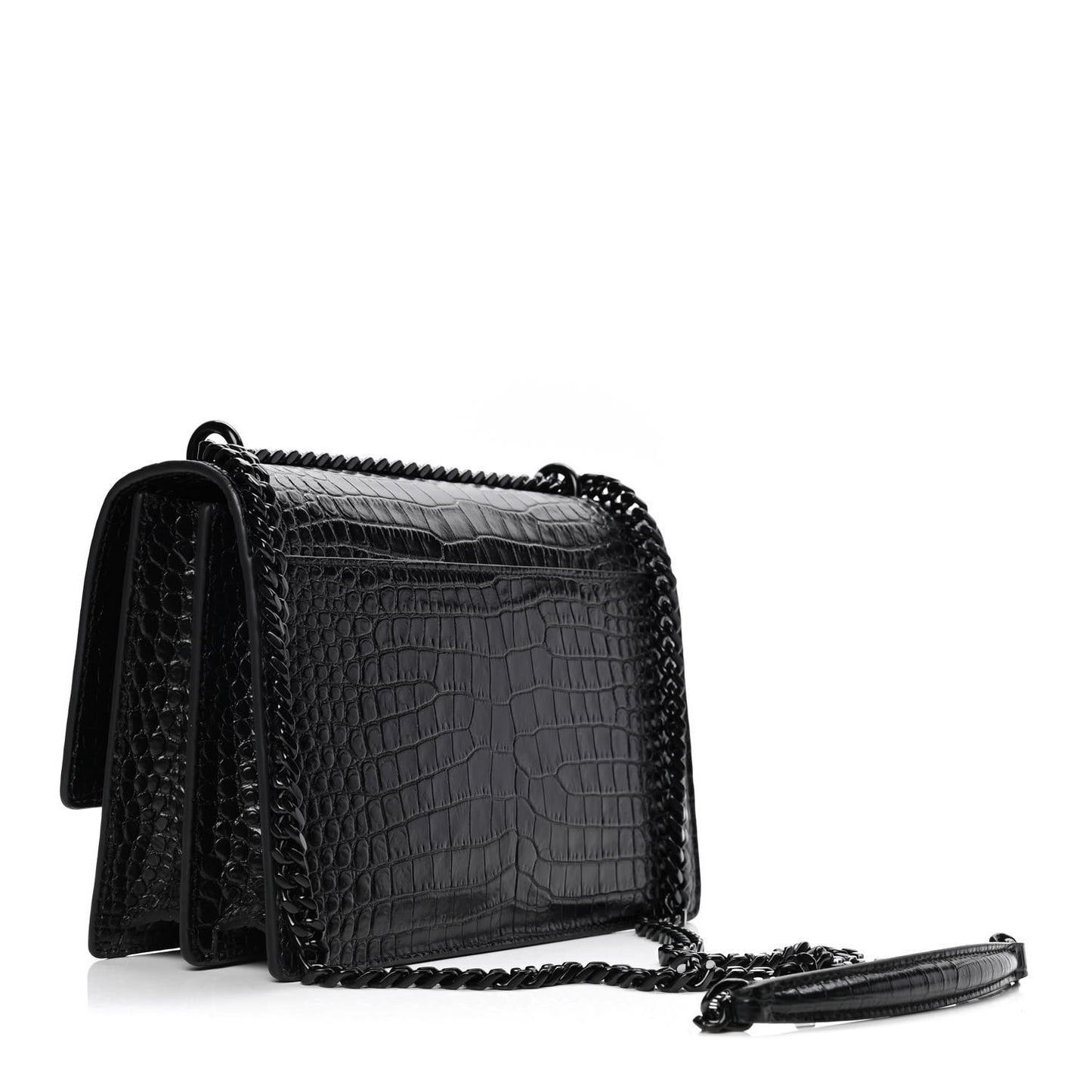 Calfskin Crocodile Embossed Medium Monochrome Monogram Sunset Black