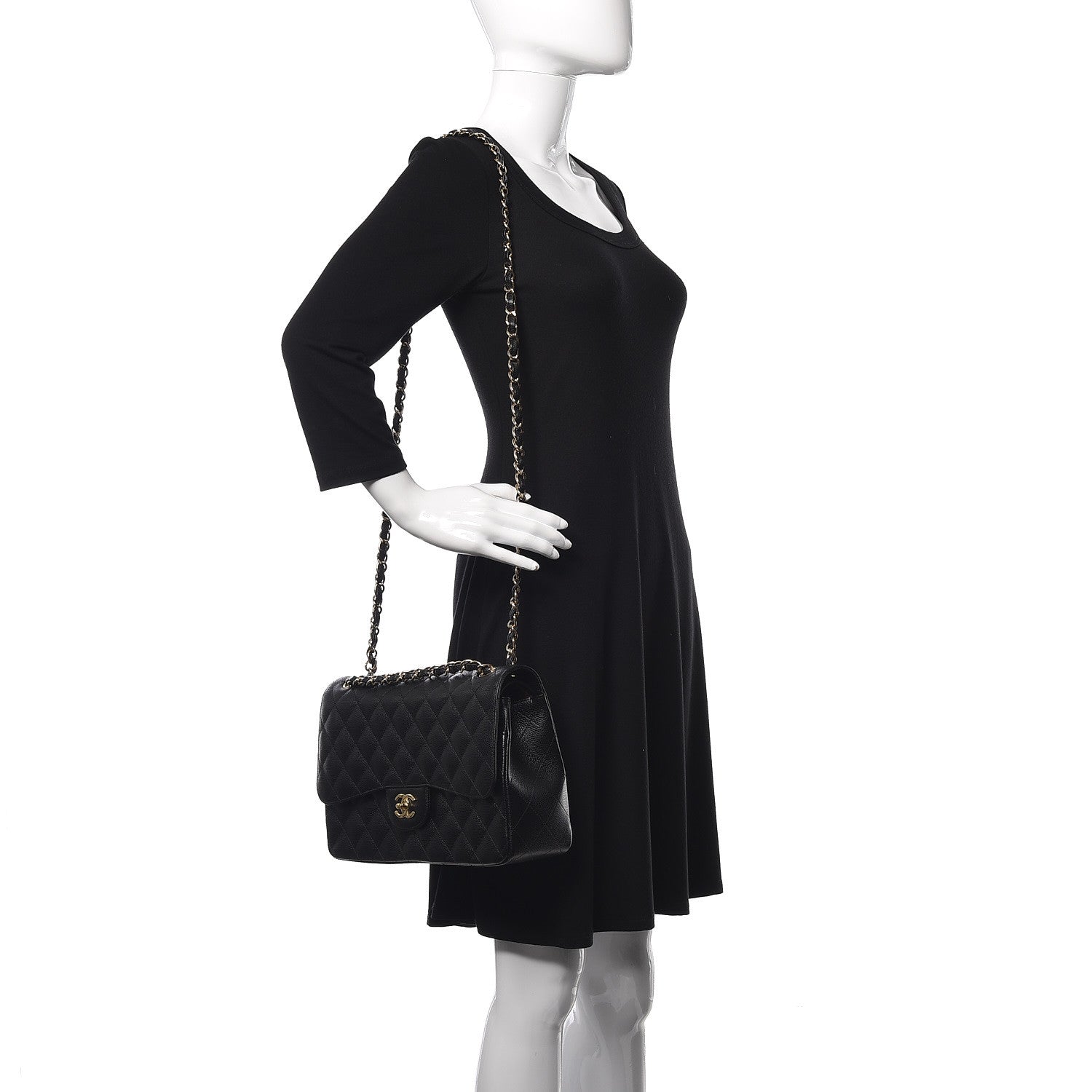 Chanel Caviar Quilted Jumbo Double Flap Black 2 of 10