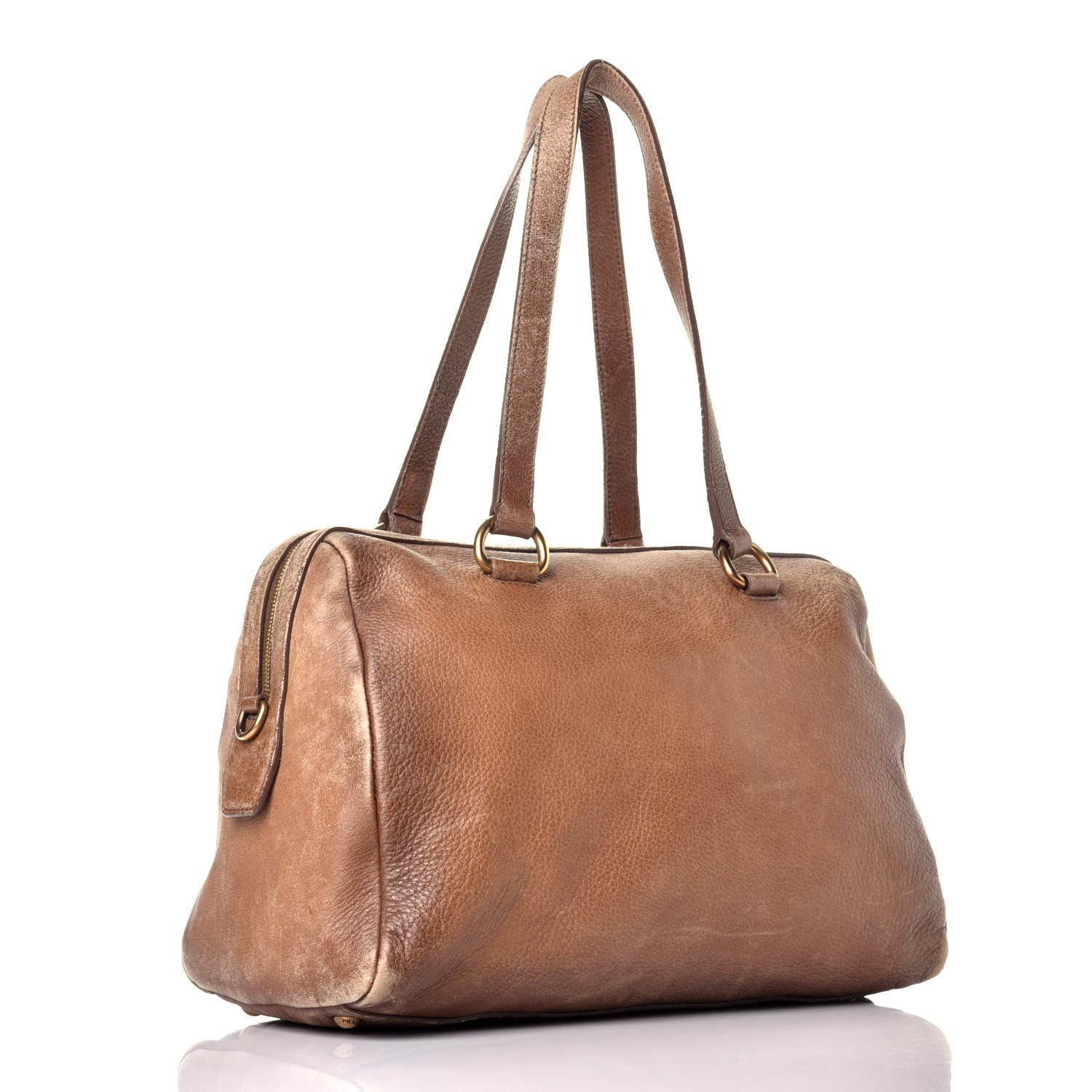 Prada Cervo Deerskin Crystal Embellished Bowler Bag Brown 3 of 8