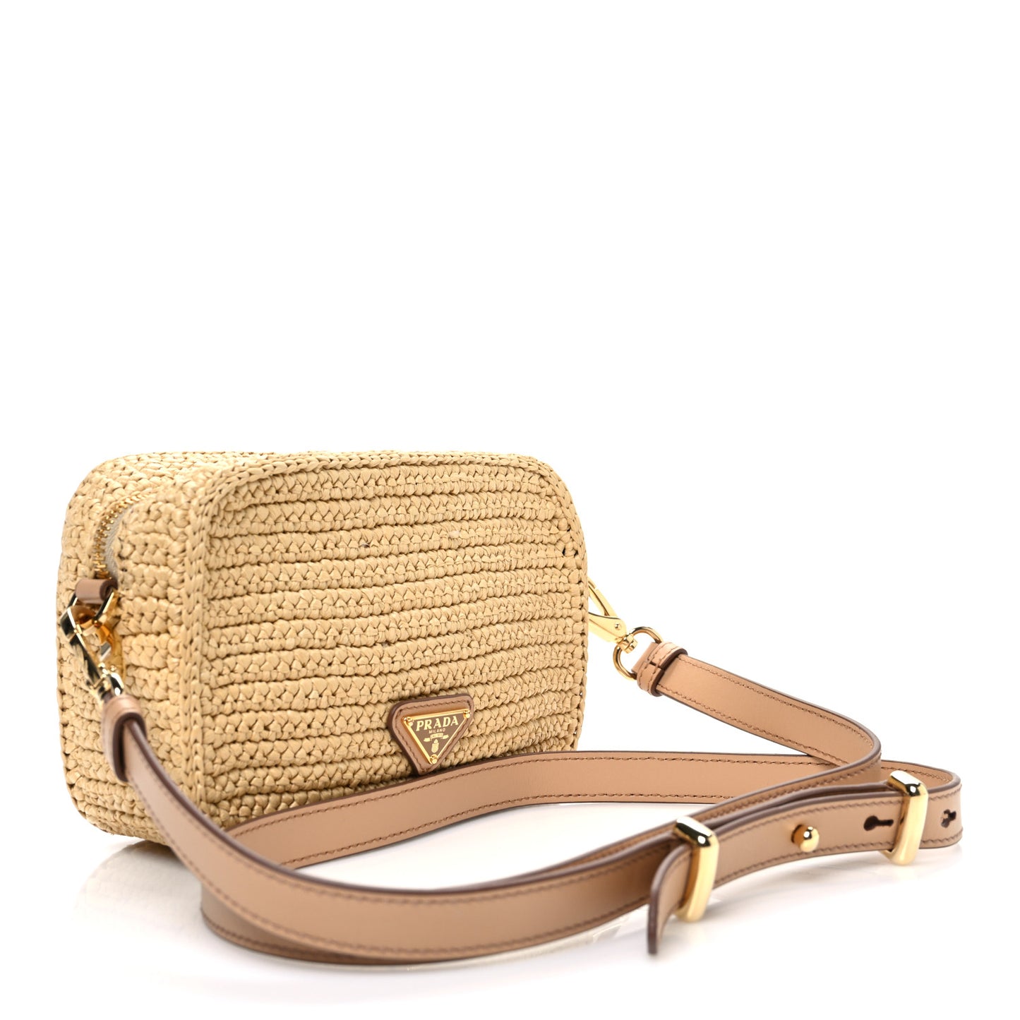 Yarn Raffia Effect Crochet Brique Crossbody Bag Natural