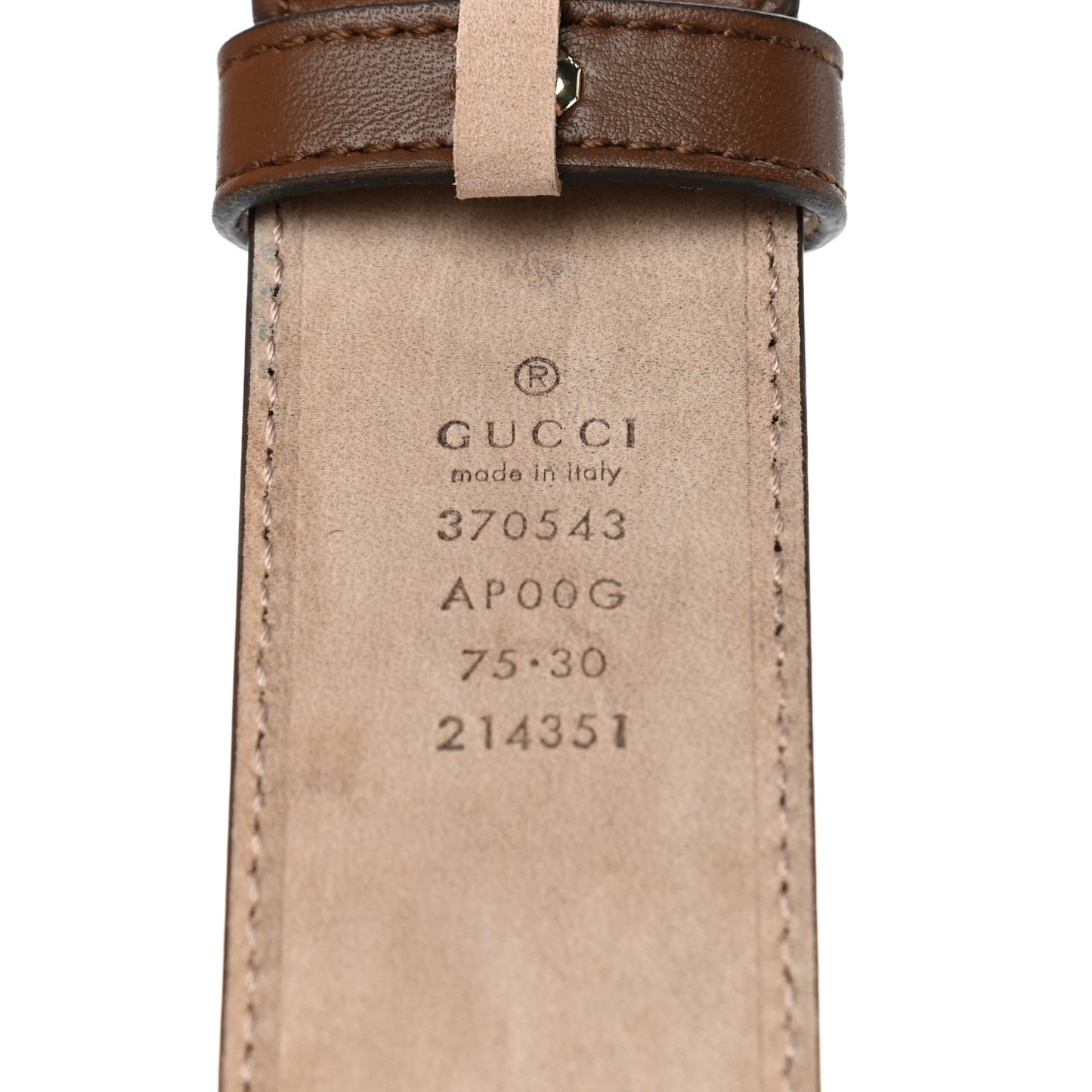 Calfskin Interlocking G 37mm Belt 75 30 Nut Brown