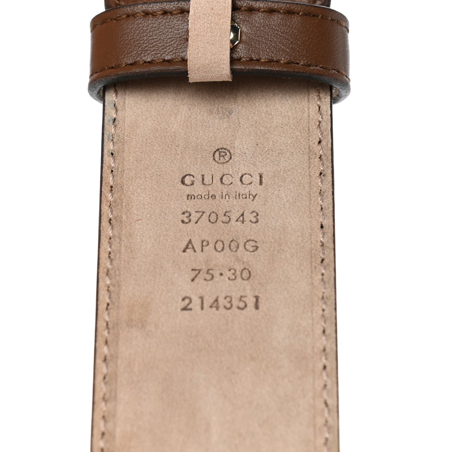 Gucci Calfskin Interlocking G 37mm Belt 75 30 Nut Brown 5 of 7